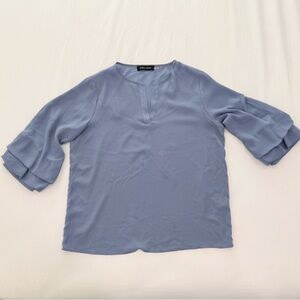 Ivanka Trump Soft Blue Layered Sleeve Blouse
